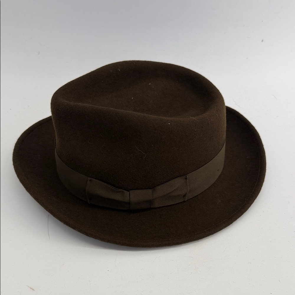 Borges & Scott 100% wool felt water repellent short brim fedora hat sz 7.25